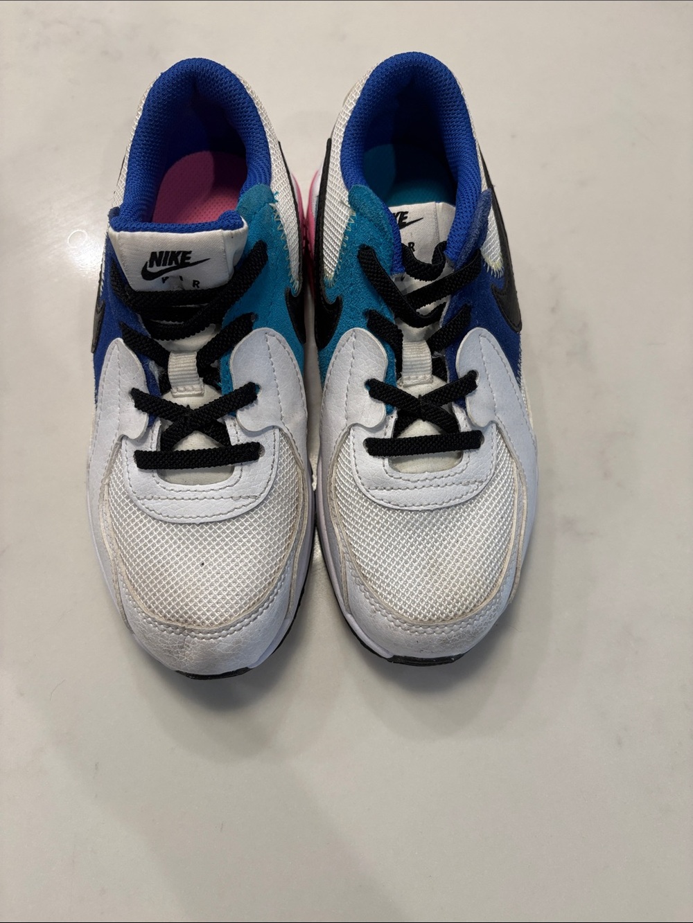 Nike Kids White Sneakers with Blue and Teal Accents
